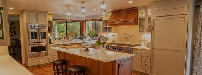 Completed Tubro Construction kitchen remodel with a center island and custom cabinetry